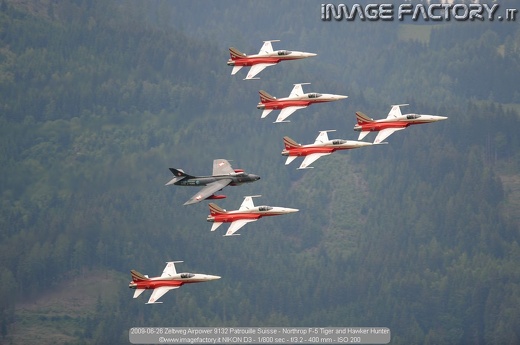 2009-06-26 Zeltweg Airpower 9132 Patrouille Suisse - Northrop F-5 Tiger and Hawker Hunter